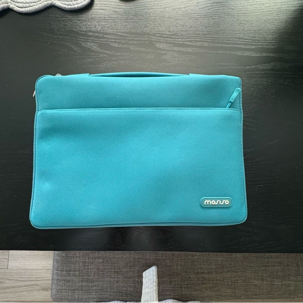 Mosiso 13” Laptop/Tablet Case Zip-Around Sleeve Teal Carry Handle EUC - Picture 2 of 7